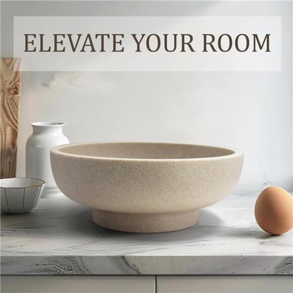 Modern Resin Decorative Bowl Fruit Holder Kitchen Entryway Key Dish Beige - Picture 6 of 7